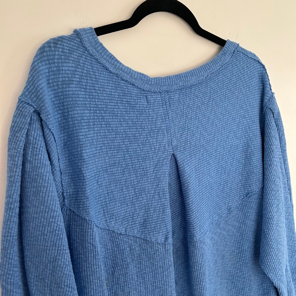 FREE PEOPLE We The Free OG Slouchy Oversize Thermal Long Sleeve Pullover Blue - Picture 13 of 15